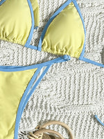 DEKA Women S -XL Printed Short Sleeve Bikini Female Swimsuit Yellow Swimwear Three-Pieces Bikini Set Bather Bathing Suit Swim