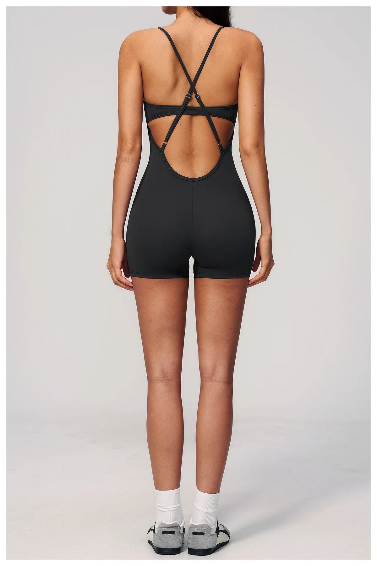 New Cross Back Yoga Jumpsuit Women Tight Sleeveless Hollow Out Sports One Piece Suit Butt-Lifting Shorts Fitness Bodysuits