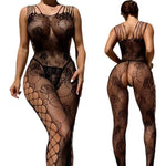 Women's Sexy Lingerie Bra Set Erotic Crotchless Underwear Fishnet Bodysuit Transparent Mesh Hollow Bodystockings Adult Underwear