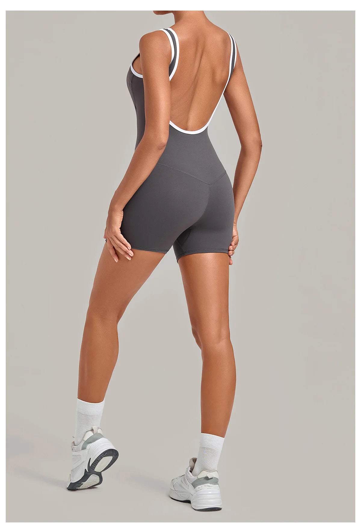 Color Blocking Brushed Yoga Jumpsuit Women Hollow Out Backless Tight Sport One Piece Suit Gym Running Exercise Fitness Bodysuits