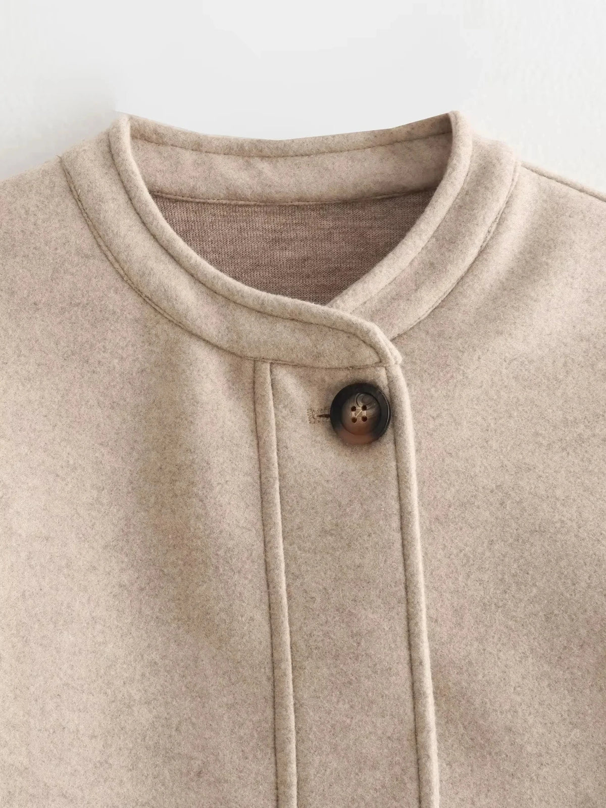 Foridol O Neck Single Breasted Apricot Women Winter Autumn New Coat Office Lady Short Thick Jacket Vintage Outerwear Loose