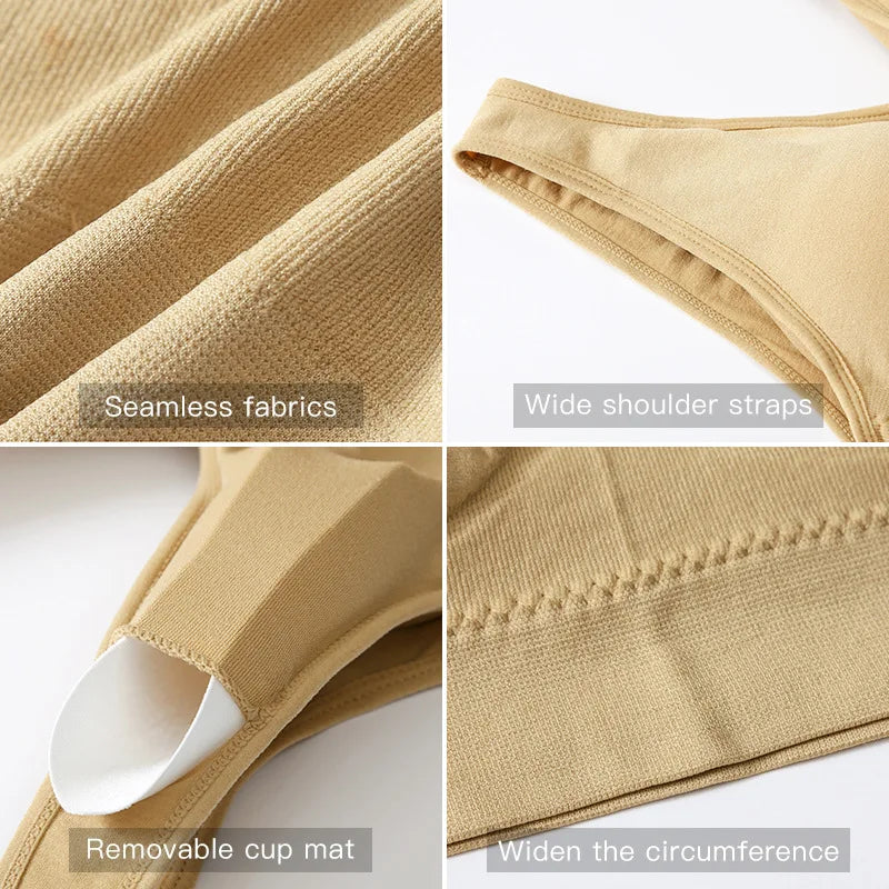 Shockproof Sports Yoga Bra for Women Removable Breast Pad S-7XL Sexy Elastic Back Cotton Sleep Bra Comfortable Sleepwear Top