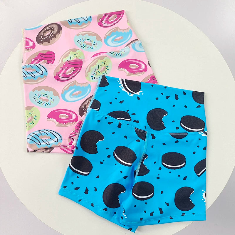 Women Dopamine Printed Quick Dry Yoga Shorts High Stretch Fitness Training Sports Shorts