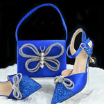Doershow High Quality African Style Ladies Shoes And Bags Set Latest BLUE Italian Shoes And Bag Set For PartyHGH1-8