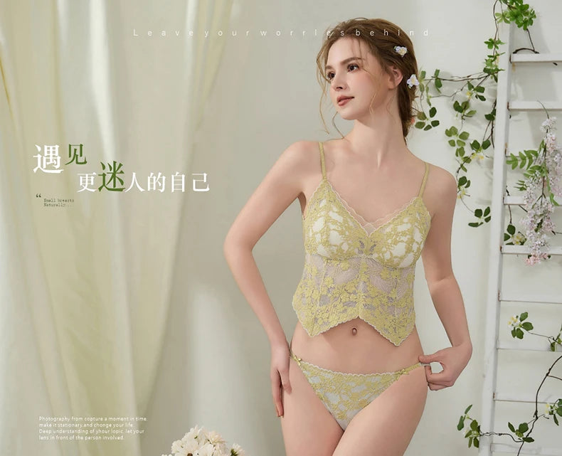 Summer French Lace Halter Bra Set Pure Sensual Beachwear Lightweight Mesh Bralette Backless Wirefree Comfort AU MOYISU Sexy Bra