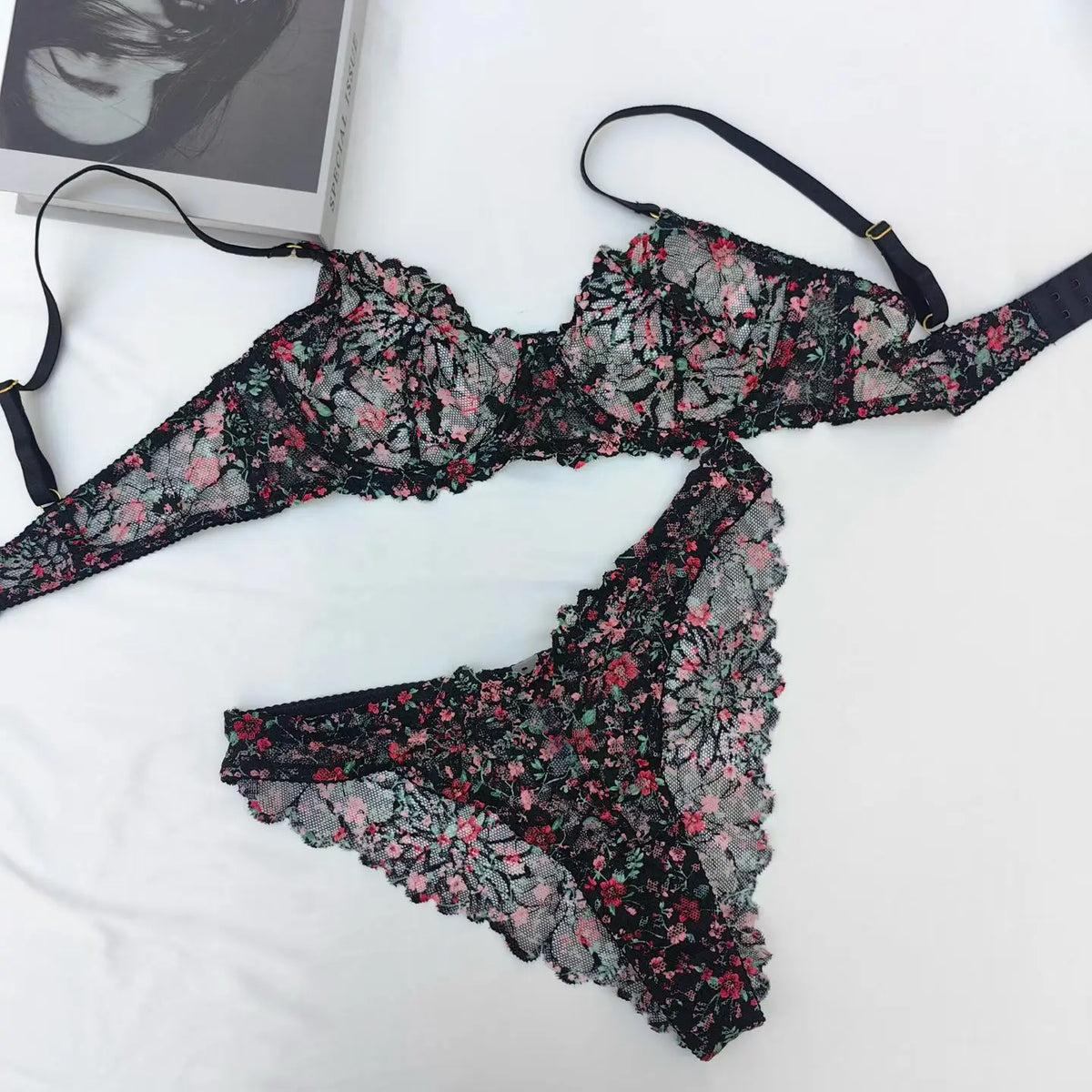 Summer Ultra Thin Women Lingerie Set Sexy Leopard Print Bra French Lace Flowers Embroidery Underwear Breathable Intimates Bras