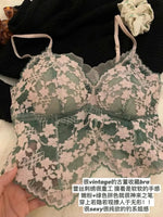 Sexy French Lace Halter Bra Summer Bralette Small Bust Wrinkle-Free Adjustable Straps Beauty Back Vest Wirefree Comfort Bra Set