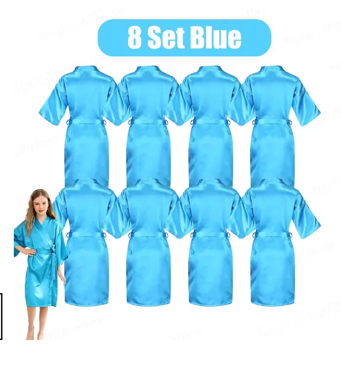 6-15Pcs Multicolors Spa Robes for Girls Spa Birthday Kimono for Girls Soft Silk Satin Slumber Sleepover Pyjama Party Supplies