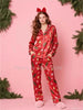Women Long Sleeve Long Pants Casual Ladies Homewear New Christmas Print Pajama Set Loungewear Holiday Nightwear