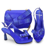 Beautiful Italian Shoes And Bag Sets For Evening Party With Stones Italian Leather Handbags Match Bags! 1-1