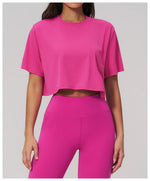 Impact Short Sleeve Yoga T Shirts Women Solid Color O Neck Loose Sports Tops Outwear Gym Running Fitness Workout Suits
