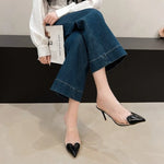 2026 summer new patent leather nude color thin heel pointed high-heeled sandals with a transparent and sexy