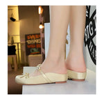 BIGTREE Satin Bow With One Strap With Shallow Mouth Half-Tugging Women's Hollow Inner Heightened Round-Head Sandals Comfortable