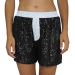 Women's Sparkly Sequined Shorts Striped Low Rise Loose Fit Short Pants Summer Daily Casual Streetwear