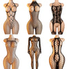 Sexy Big Loophole Open Bra BodySuits Erotic Crotchless Lingerie Women Fishnet Hollow Exposed Breast Adult Plus Size Underwear