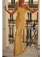 Spring Summer Slim Off Shoulder Evening Dresses Women Solid Color Slant Collar Backless Package Hip Bodycon Party Dress Female