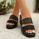 WomensSandals High Heeled Slippers Hollow Out Large Size Thick Soled Fish Mouth Sandals Non-Slip