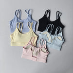 Women's Yoga Sports Bra Shock-Absorbing Gathered Front with Fine Strap Detailing Beautiful Back Design for Running Fitness Vest