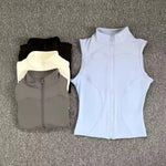 Women's Slim Fit Sport Sleeveless Top Quick Dry Elastic Stand Collar Yoga Fitness Clothing Summer Zipper