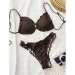 Wrinkled Crinkled Frilled Bikini Female Swimsuit Women Swimwear Two-pieces Bikini set Brazilian Bather Bathing Suit Swim V8053