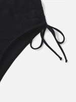 2026 Drawstring Swimsuit Solid Cut Out Knot Halter One Piece Swimwear Women Padded Bathing Suit Female Swimming Summer Beachwear