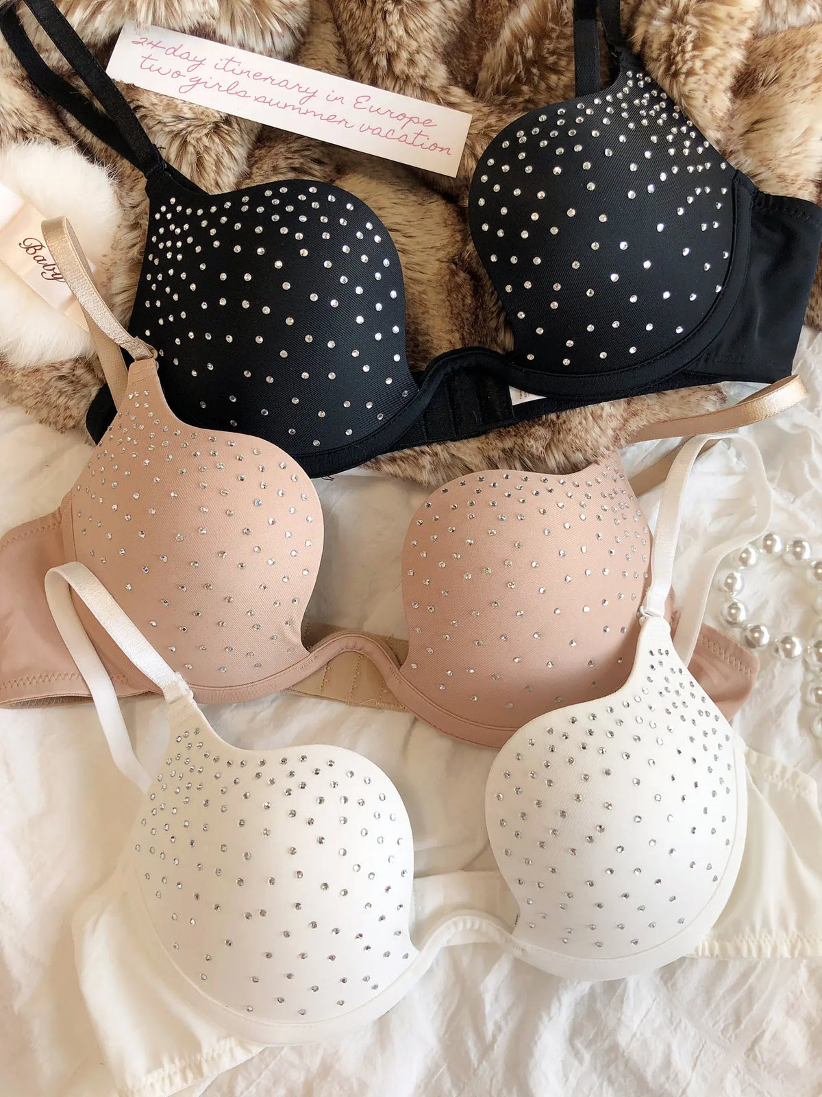 Fashion Hot Drill Lingerie Sexy Women Push Up Bra Shining Zircon Decoration Brassiere Invisible U-shaped Thickened Cup Underwear