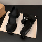 Elegant Chunky Heel Mary Jane Shoes Women 2025 Crystal Buckle Strap Platform Pumps Woman Thick High Heeled Party Shoes Ladies