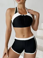 2026 Zipper Bikini Set Two Piece Swimsuit Women With Shorts Sports Swimwear Female Bathing Swimming Suit Beach Wear Summer