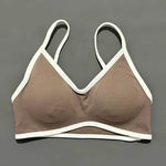 Contrastline Bra Women Backless Knitted Sports Bra Solid Color Gym Fitness Top With Chest Cushion Sexy Suspender Yoga Sports Bra