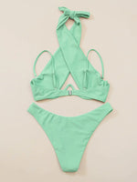 Cross Halter Underwire Bikini 2026 Women Swimsuit Solid Push Up Swimwear Female Bathers Bathing Swimming Suit Summer Beachwear