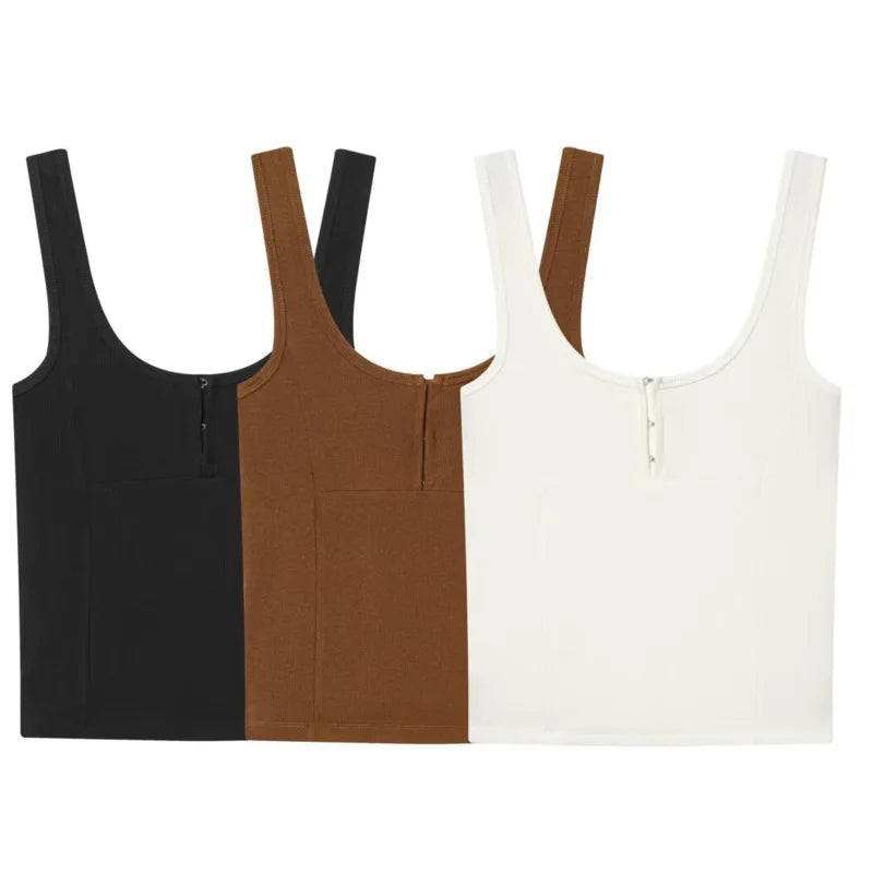 Women's Casual Fashion Strap Simple Versatile Round Neck Camisole Top Fashion Style Backless Deep V Sleeveless top elegant WBG2
