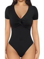 Women Summer New Bodysuit Short Sleeve Sexy V-neck Slim Fit Casual Daily Going Out Jumpsuit