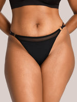 Plus Size Women Mesh Thong Panties Sheer Adjustable Strap Sexy High Cut Ladies Underwear