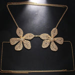 Exaggerated Crystal Flower Chest Chain Lingerie Women Accessories New in Summer Top Rhinestone Body Jewelry Bra Bikini Clothing