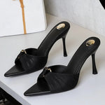 BIGTREE Summer Woman Slippers Fashion Open Toe Thin High Heels Shoes Street Style Stripper Party Slides Zapatos De Mujer