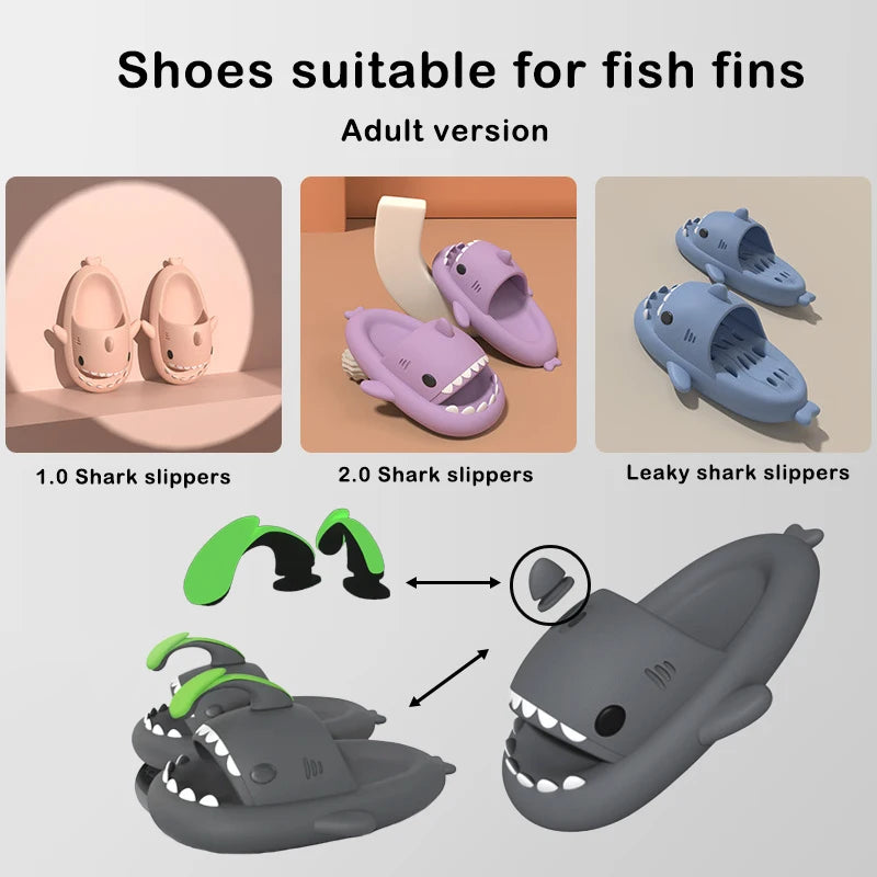 2pcs Detachable Fins Unisex Shark Slippers Charms Luminous In Dark Christmas Red Hat Halloween Pumpkin DIY Shoes Accessories
