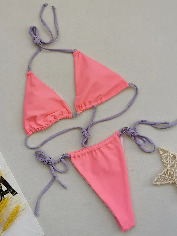 2025 Polka Dot Mini Micro String Bikini Women Swimsuit Female Bikinis Brazilian Swimwear Two Pieces Bikini Set Bathing Suit Swim