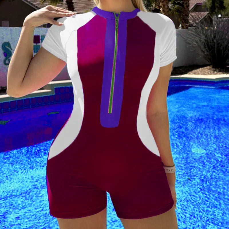 2023 New One Piece Swimsuit Women Floral Long Sleeve Swimwear Zipper Surfing Monokini Push Up Body Suit Beachwear Bathing Suit