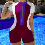 2023 New One Piece Swimsuit Women Floral Long Sleeve Swimwear Zipper Surfing Monokini Push Up Body Suit Beachwear Bathing Suit