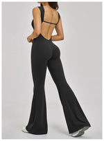 Slimming Yoga Jumpsuits Women Hollow Out Ruffles Backless Sportswear Fitness Back Hip-Lifting Leggings One-Piece Gym Bodysuits