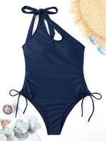 2026 One Piece Swimsuit Solid Swimwear Women One Shoulder String Bathing Suit Female Monokini Swimming Summer Beachwear Bodysuit