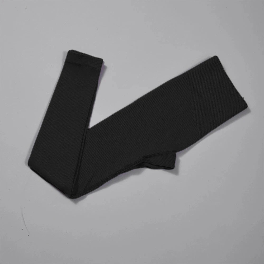 Women Ribbed Yoga Pants High Waisted Gym Leggings Sport , Fitness Seamless Female Legging Control Running Training Tights