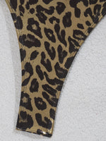 Golden Leopard Halter Underwired One Piece Swimsuit Women Swimwear Female Backless Monokini High Cut Bathing Suit Swim Bodysuit