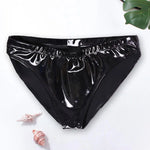Women Panties Glossy Surface Triangle Shape Elastic Waist Honeymoon Underwear High Waist Bright Mirror Paint Women Underpants