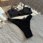 New Sexy Ribbed Brazilian Bikini Padded Bathing Suit Bather Swim Female Swimsuit Two-Pieces Bikini Set Women Swimwear V6343R