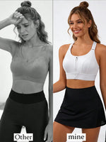 Women Vest Style Sports Bra Front Zipper Adjustable Straps Shockproof Gym Yoga Top Lift Shaping Compression Workout Active
