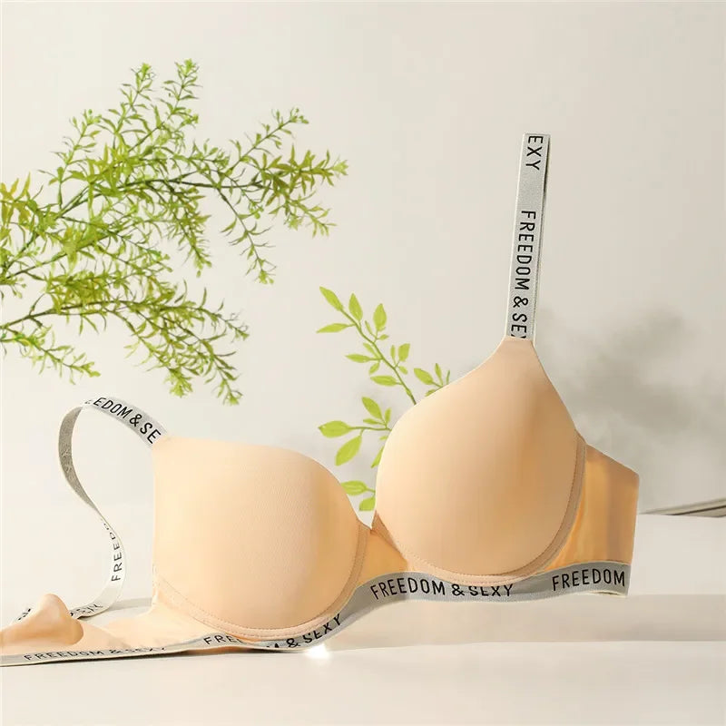 2025 Women's Plus Size T-Shirt Bra Letter Seamless Embroidery Sport Everyday Bra 70-100 C D E F G Push-up Bra SWD9073