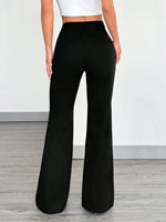 Women's Casual Solid Color Front Button Fitted Flare Long Pants Office Lady Elegant Suit Trousers Spring/Fall