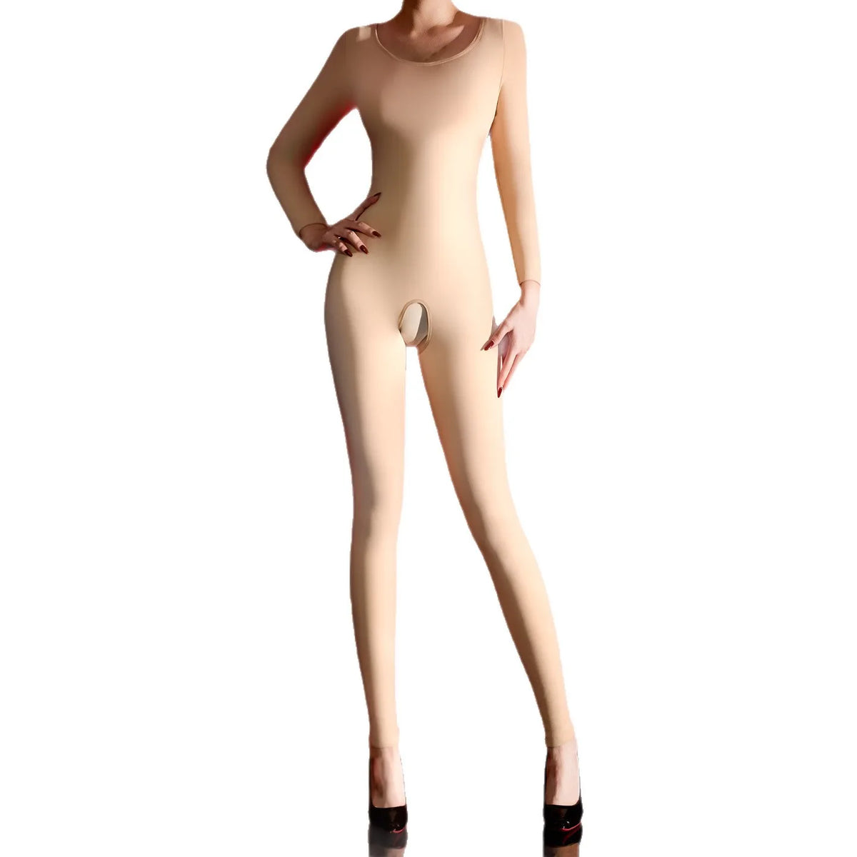 Seamless Bodysuit For Autumn And Winter Fleece-Lined Warm Body-Shaping Full Body Sexy Unisex Convenient With Stockings C96S