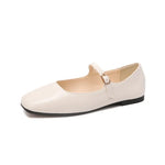 2025 Elegant Woman Square Toe Lolita Lady Barefoot Boat Gold Flats Elegant Soft Sole Ballerina Party Mary Jane Shoes
